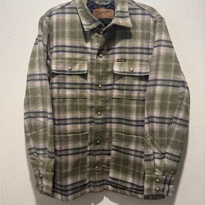 Wrangler Men's Olive and Navy Plaid Shirt Jacket